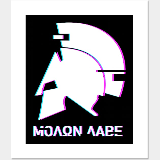 Molon Labe - Aesthetic Glitch Vaporwave Wall Art by Wizardmode